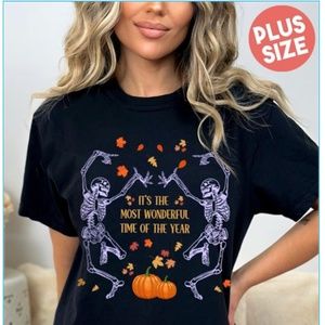NWT Plus Size Unisex Black Graphic T Shirt Skeletons Dancing!